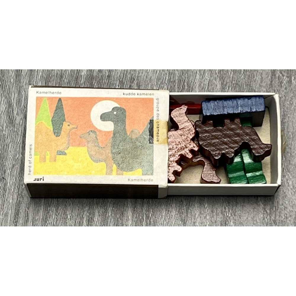 Vtg JURI Kamelherde Herd of Camels Wooden Building Blocks Toy W. Germany Safari